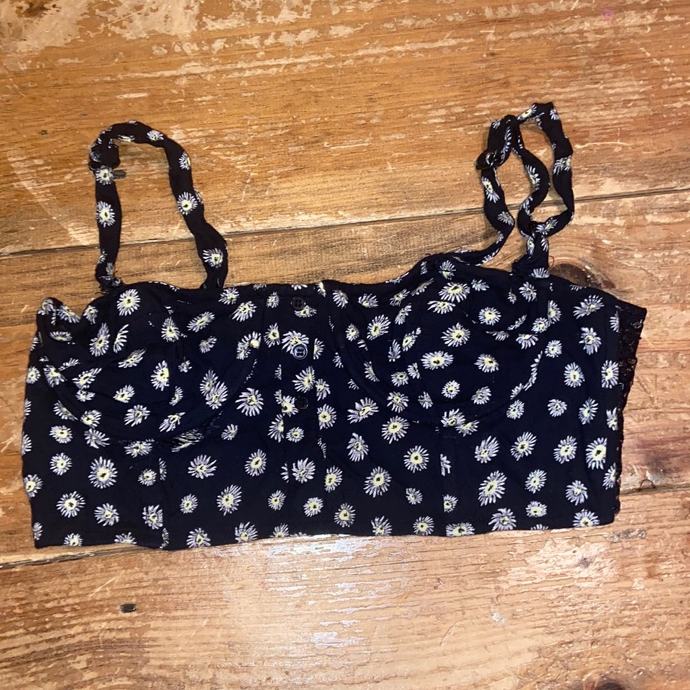 FOREVER 21 - Blue / Yellow Floral Bandeau Top (Size M)